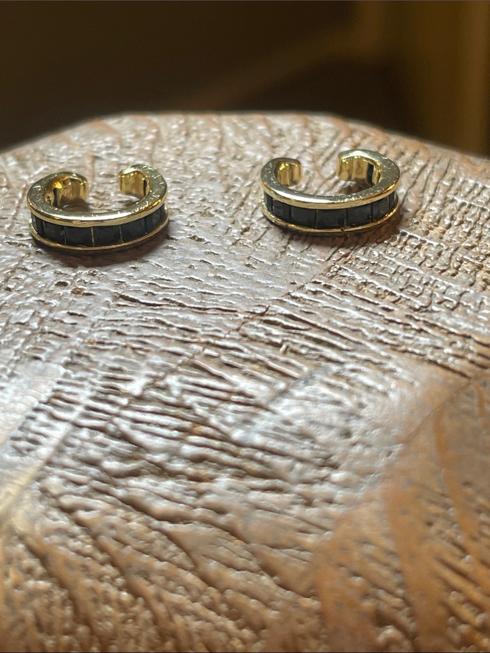 Melinda Maria Gold and Black pair of ear cuffs
